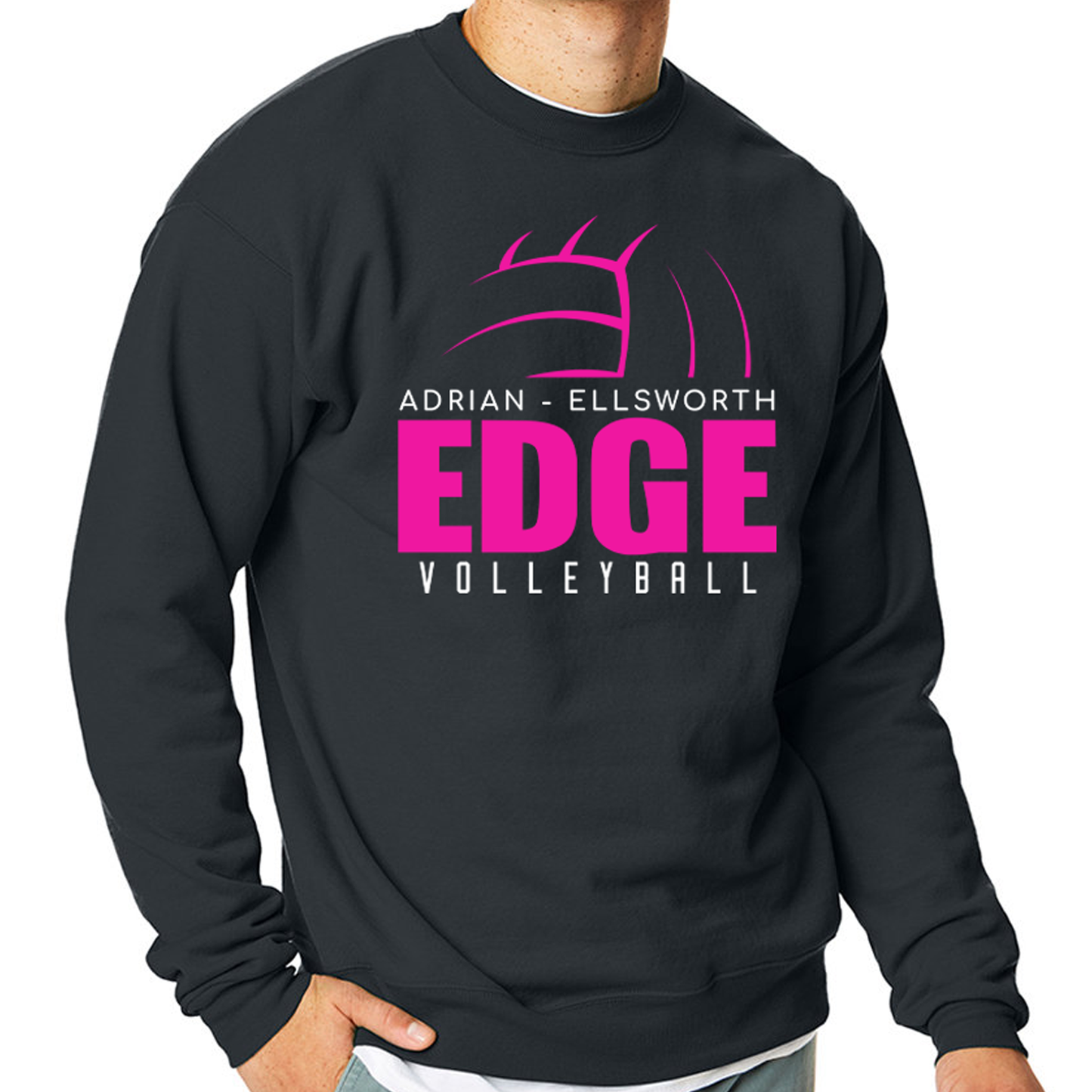 A-E Edge Volleyball ADULT BLACK Crewneck Sweatshirt