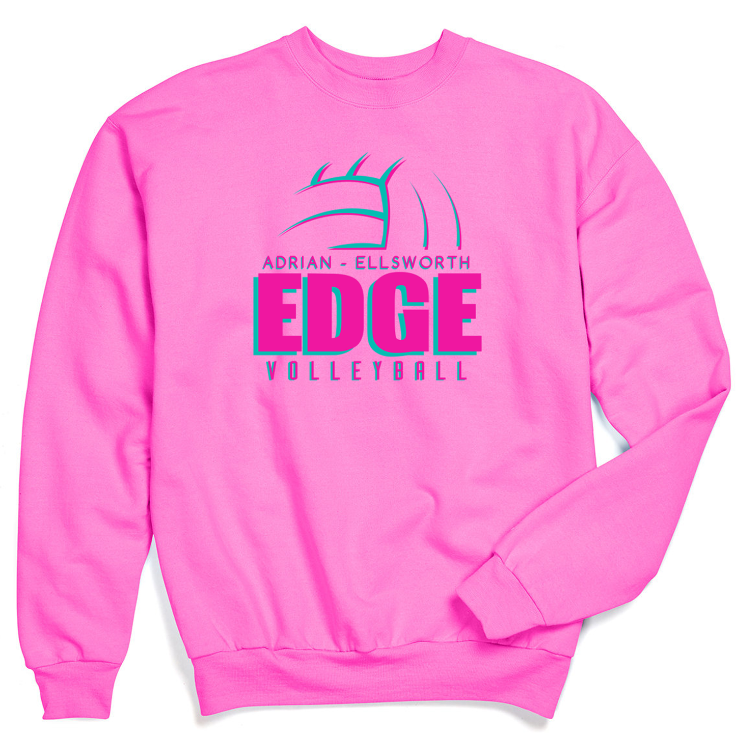A-E Edge Volleyball ADULT HOT PINK Crewneck Sweatshirt