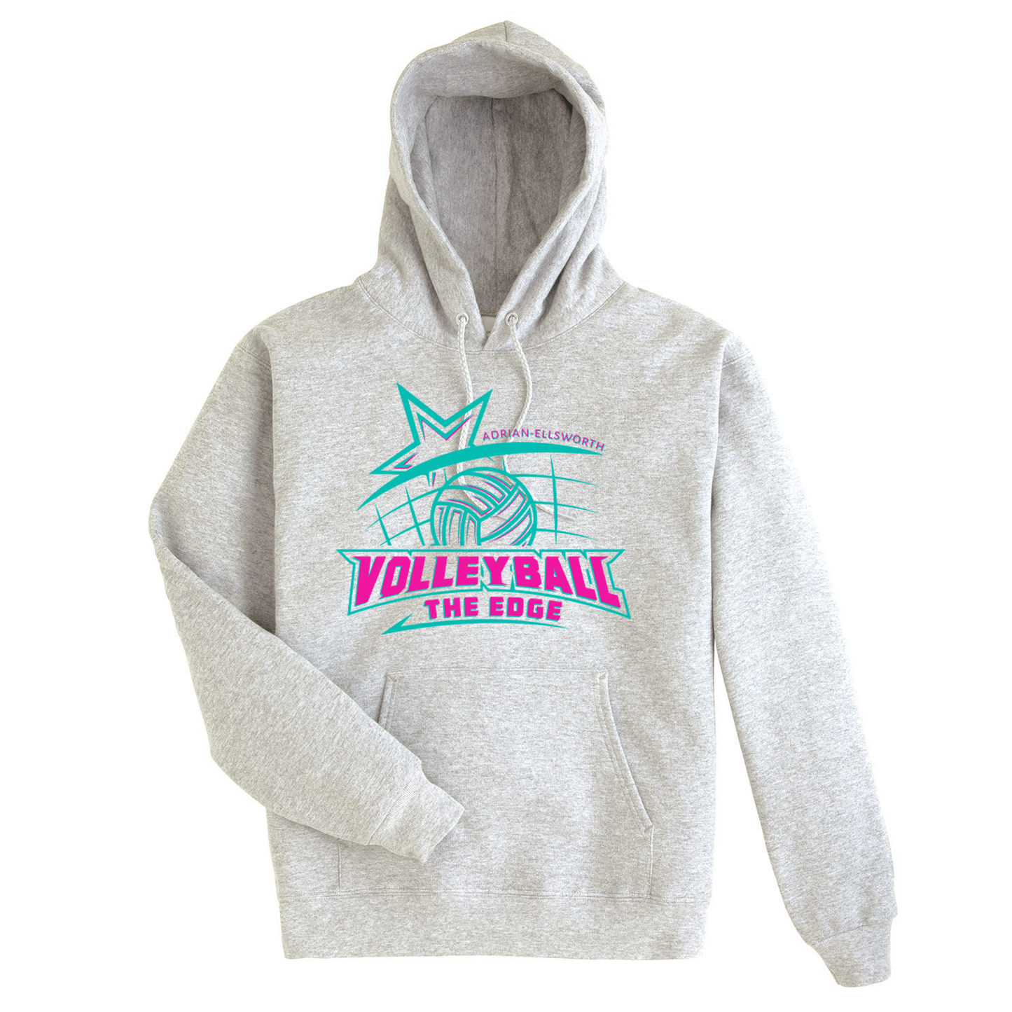 A-E Edge Volleyball ADULT ASH Hooded Sweatshirt