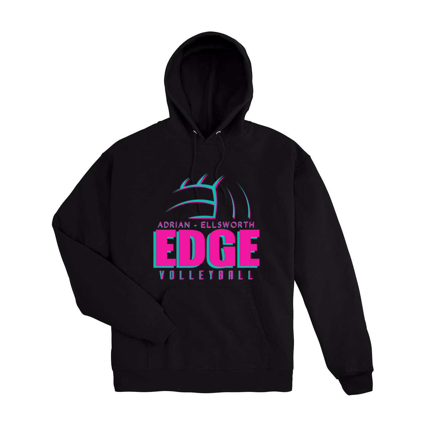 A-E Edge Volleyball ADULT BLACK Hooded Sweatshirt