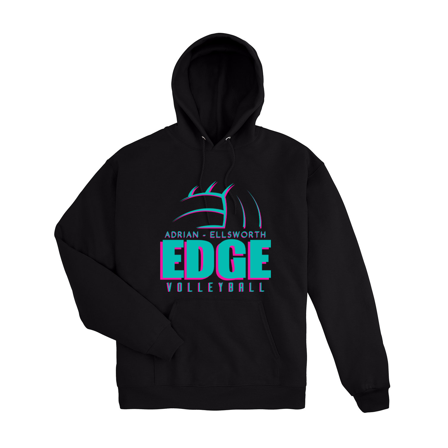 Edge Volleyball ADULT BLACK 50/50 Hooded Sweatshirt