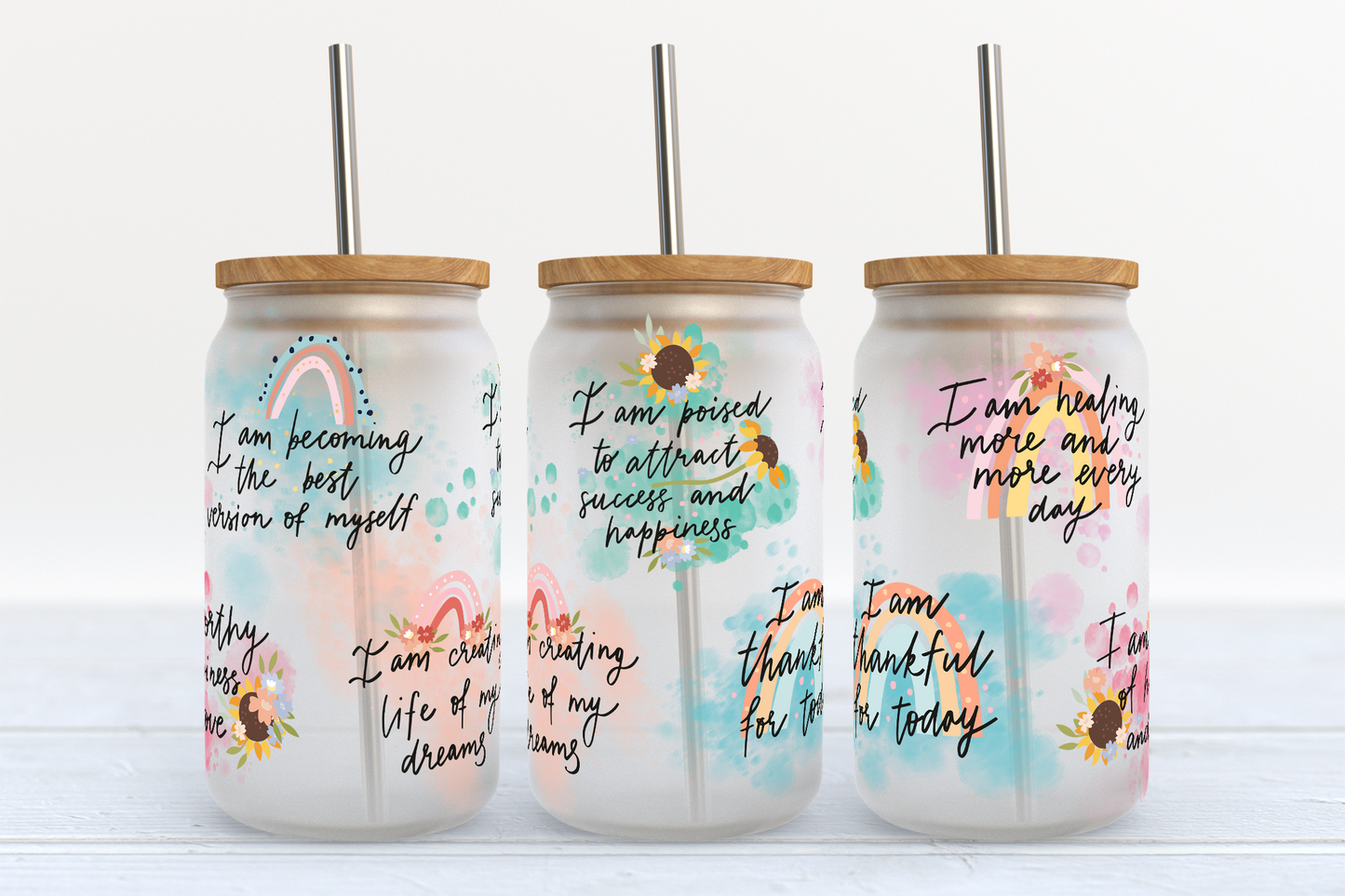 Bible Affirmations 16oz Frosted Glass Can