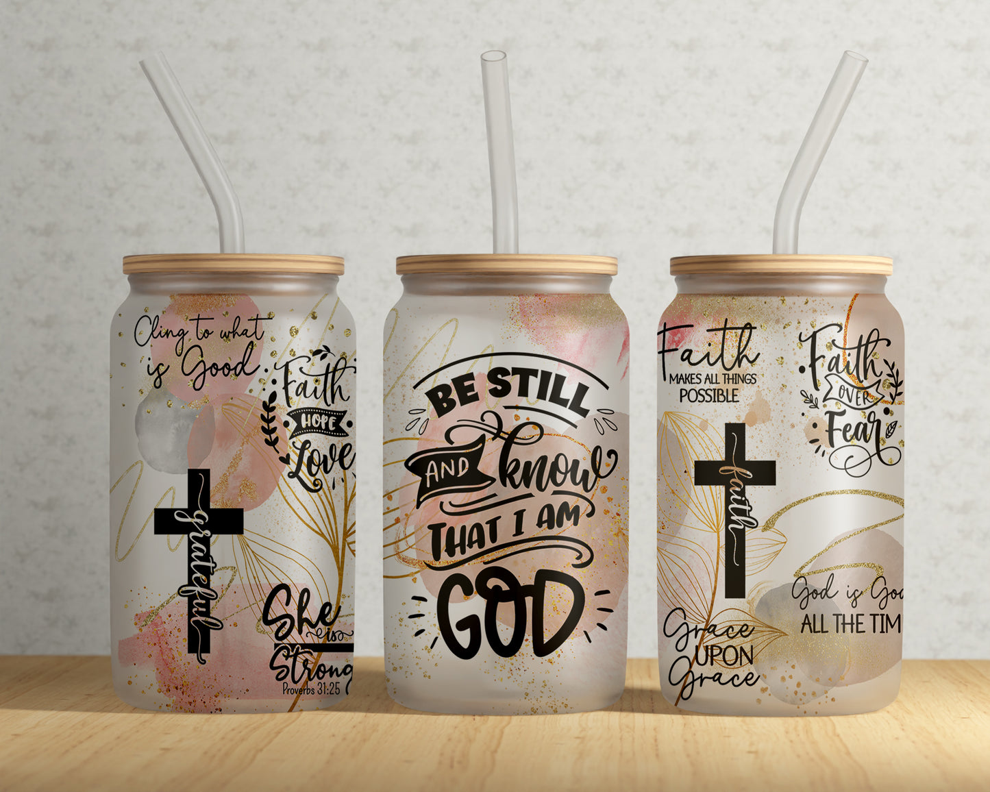 Be Still & Know 16oz Frosted Glass Can