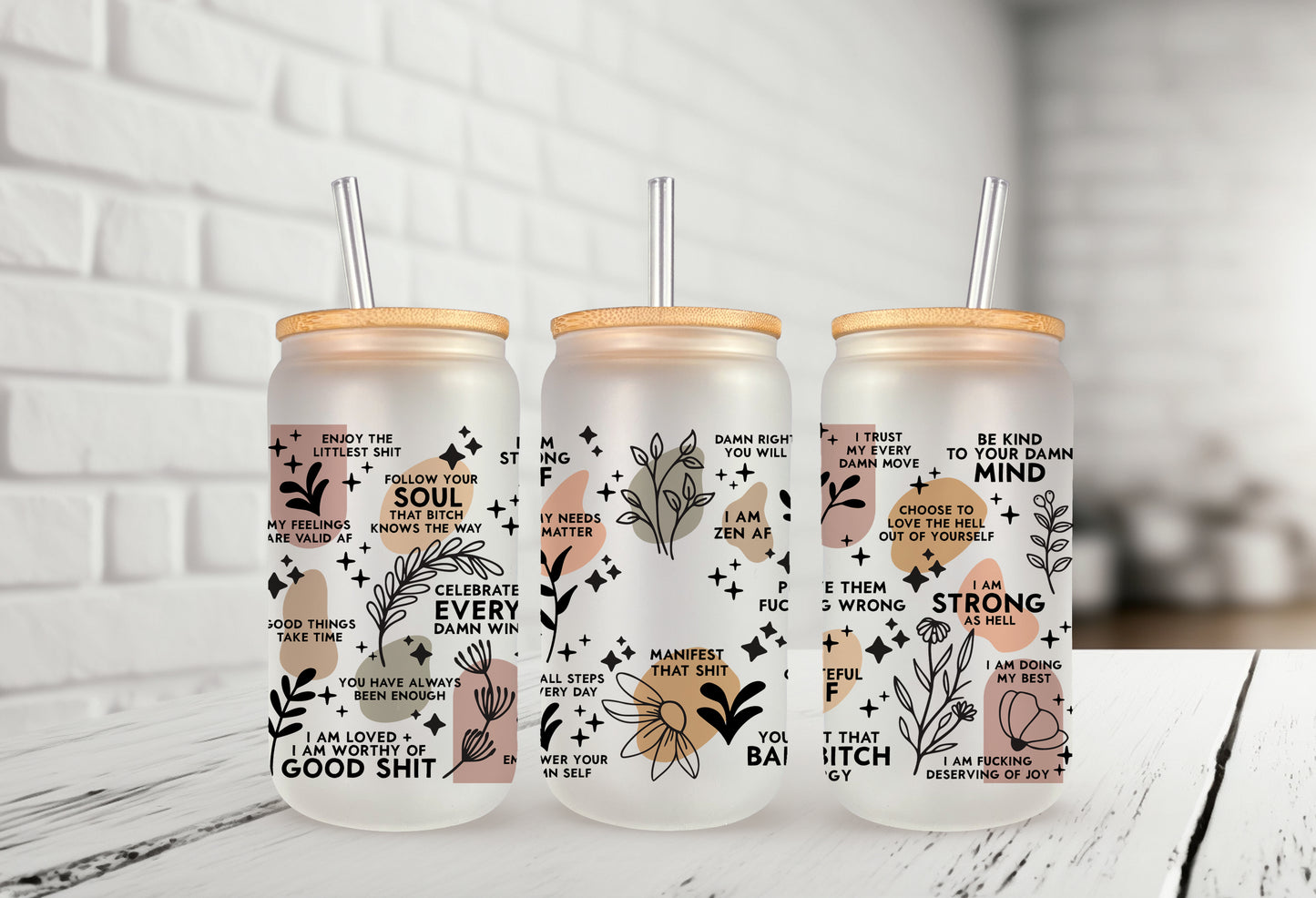 Daily Reminders 16oz Frosted Glass Can