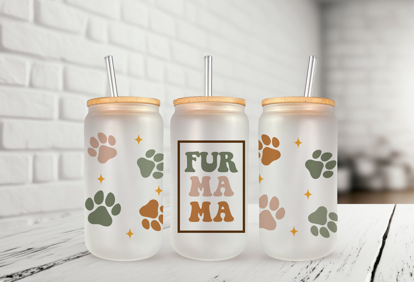 Fur Mama 16oz Frosted Glass Can