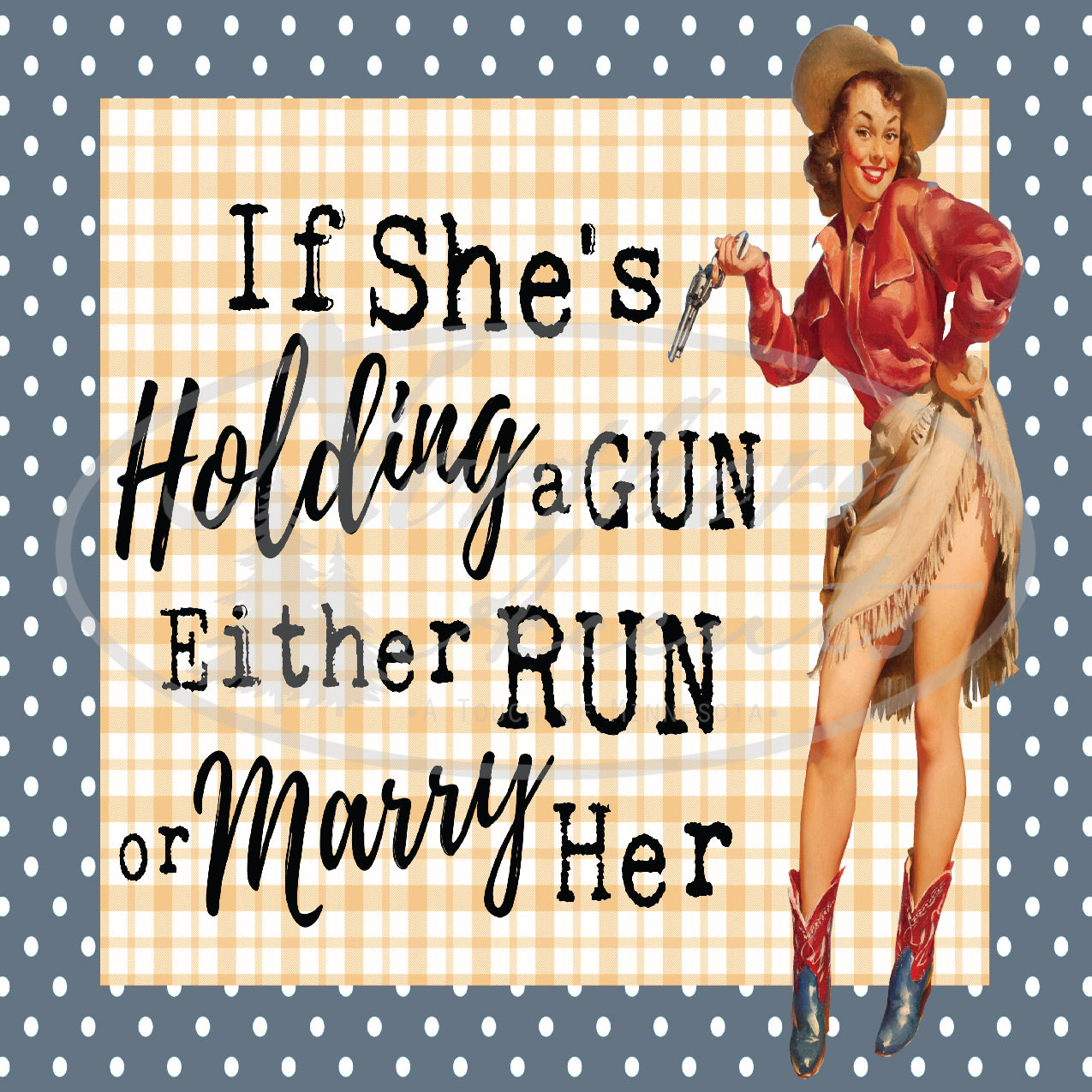 She's Holding a Gun Coaster