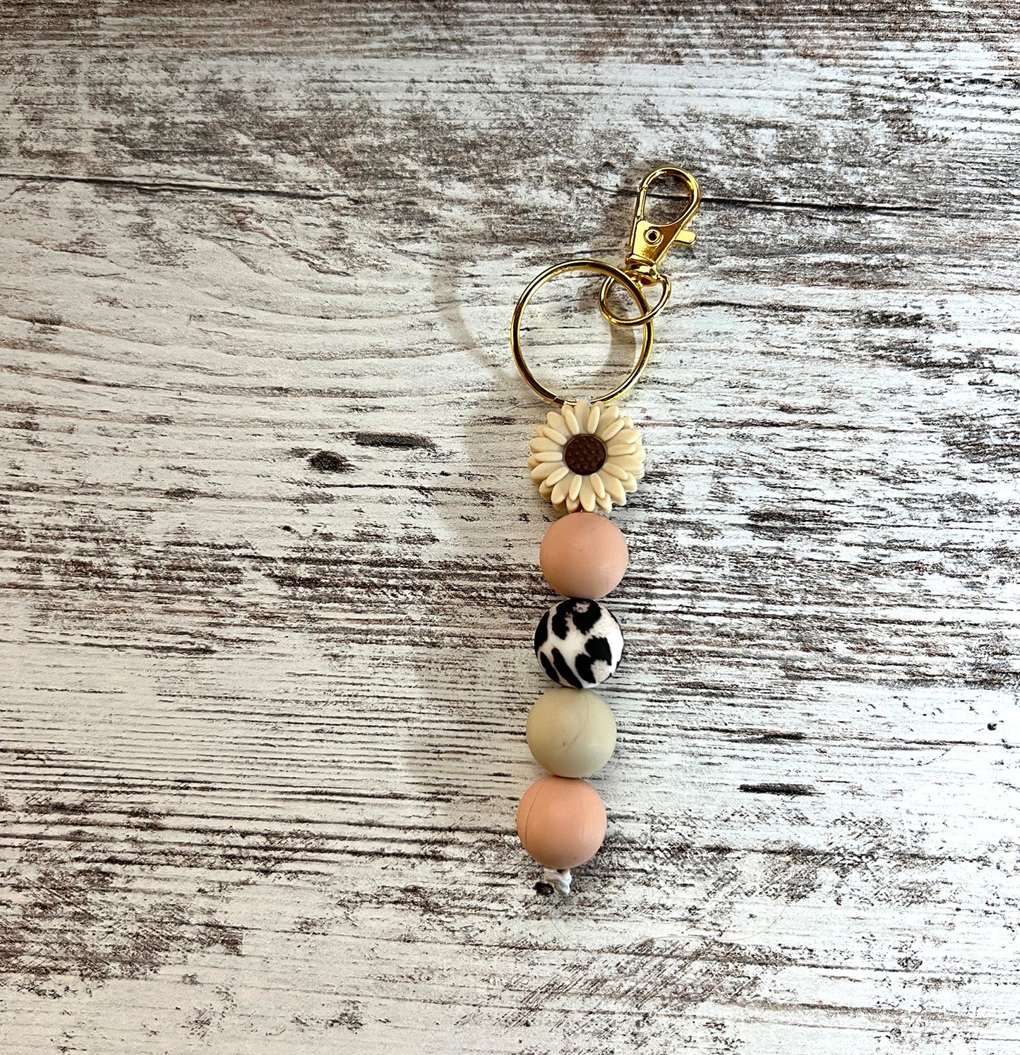 Tan Flower Keychain