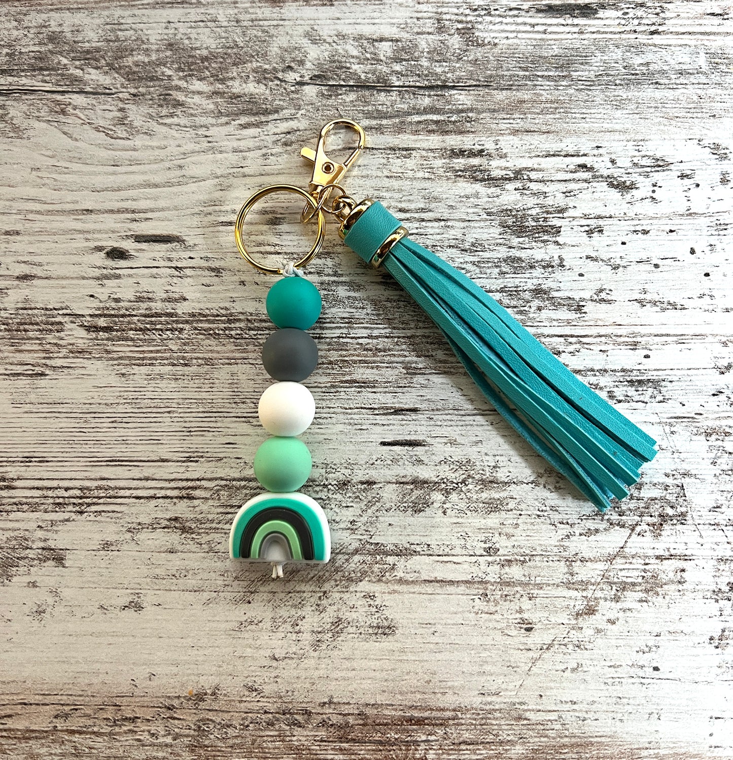 Turquoise Boho Rainbow Keychain