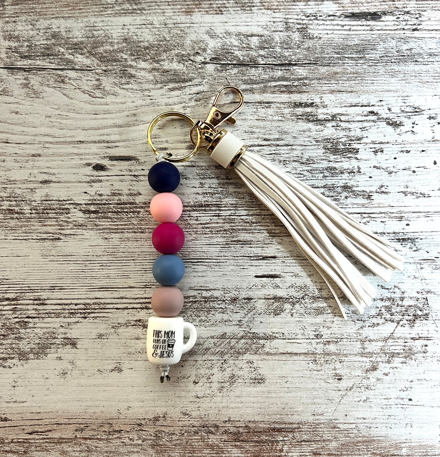 Mom Runs on Coffee & Jesus Keychains