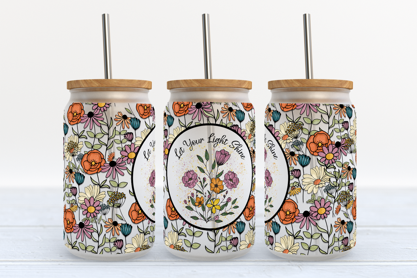 Let Your Light Shine 16oz Frosted Glass Can
