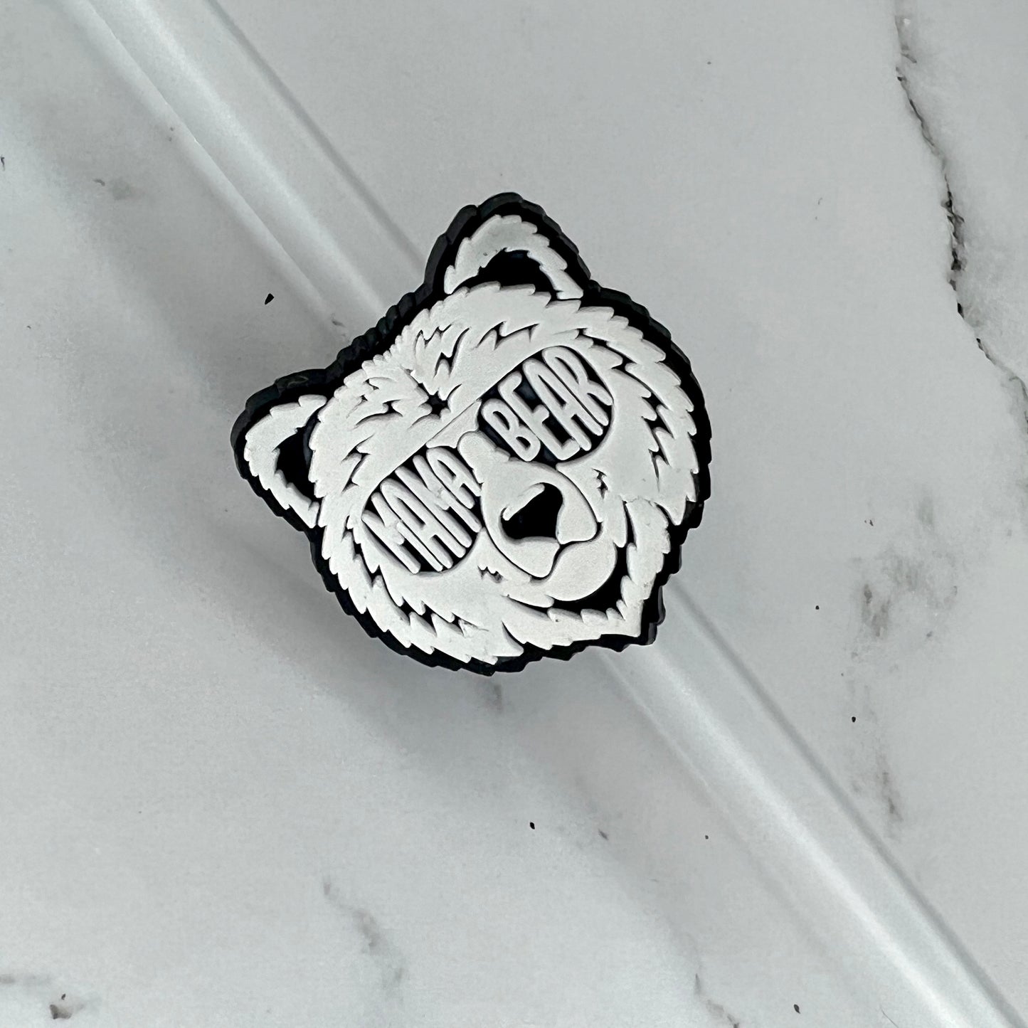 Mama Bear Glasses Straw Charm