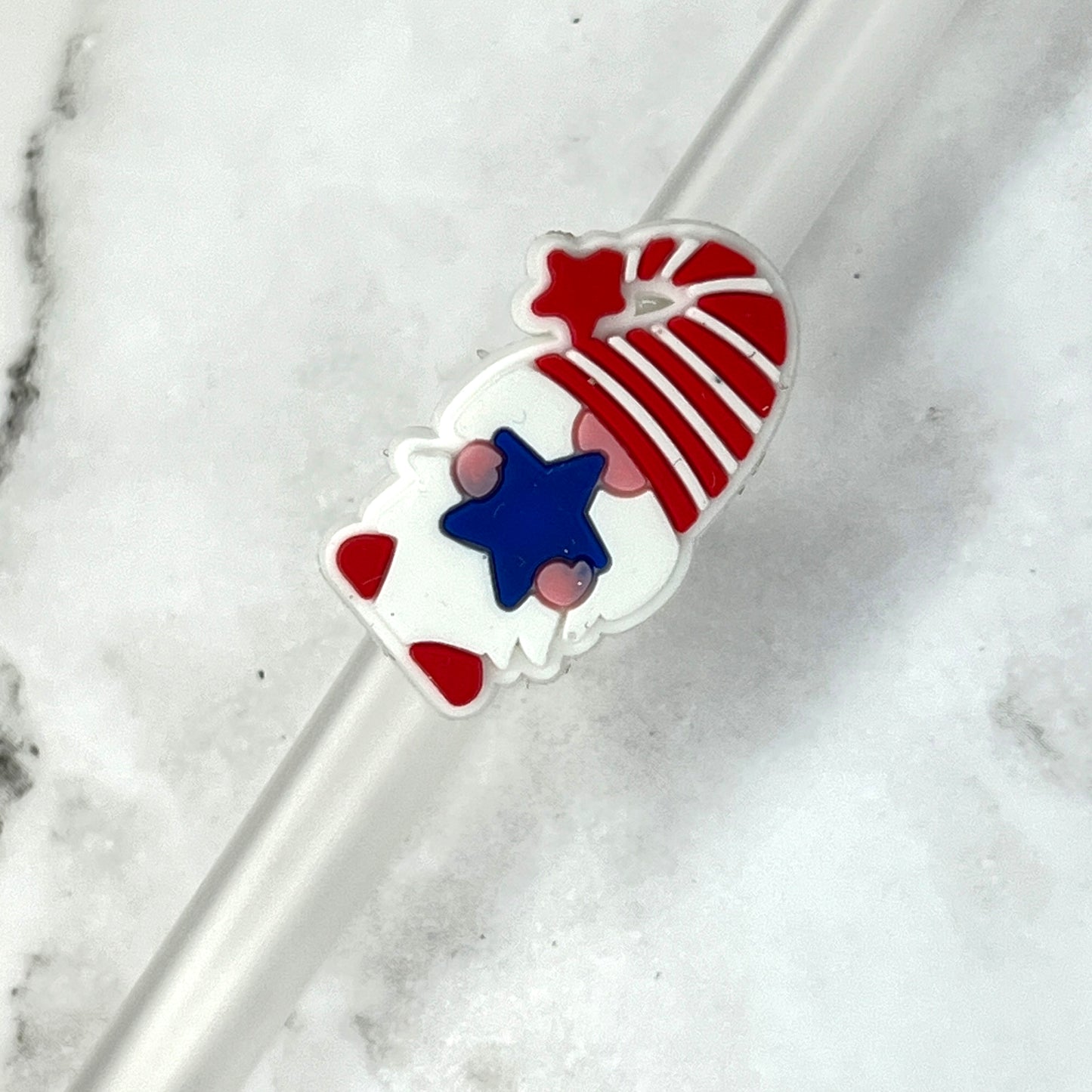 Patriotic Gnome Star Straw Charm