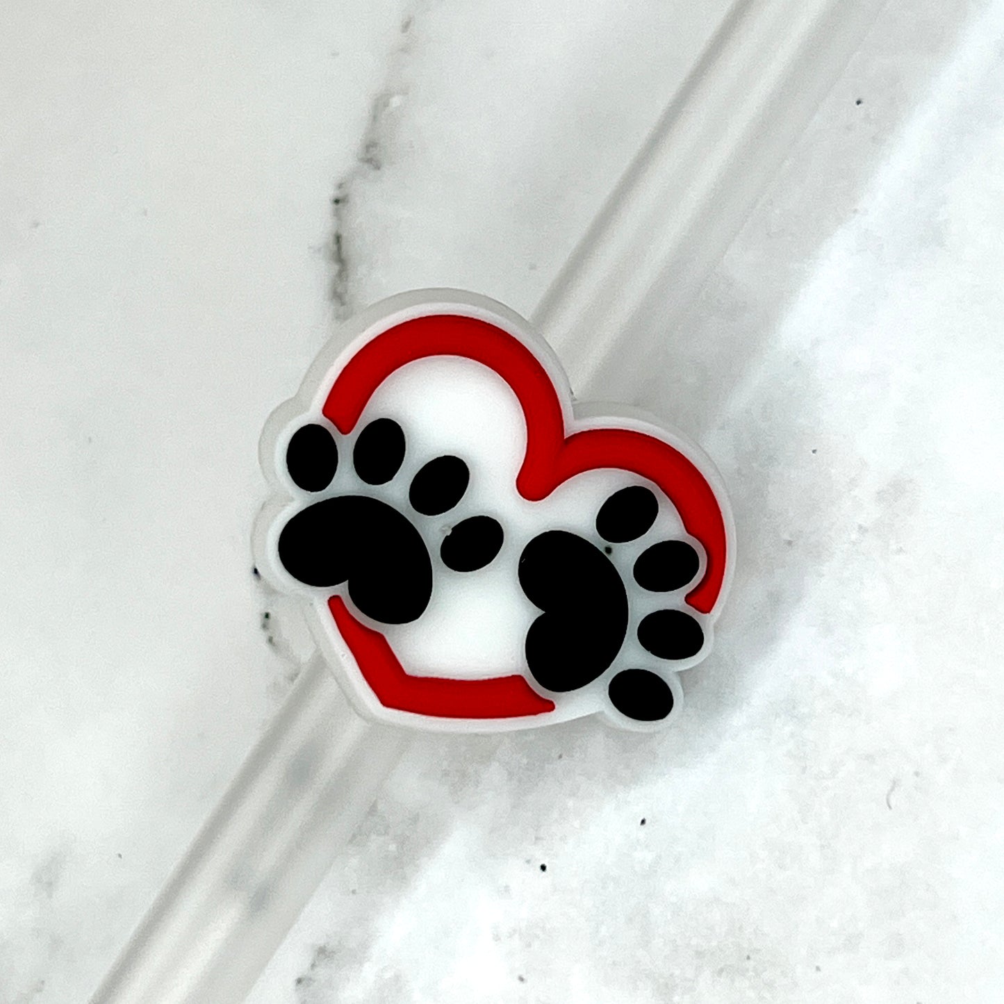 Heart Paws Straw Charm