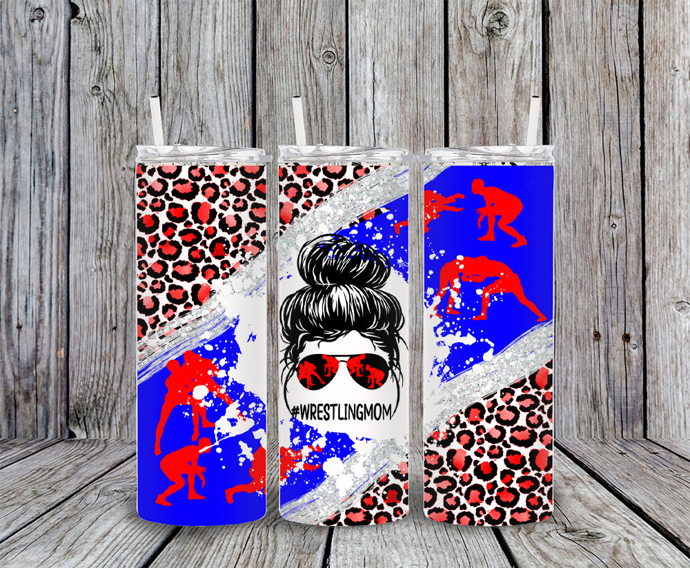 Blue & Red Wrestling Mom Tumbler