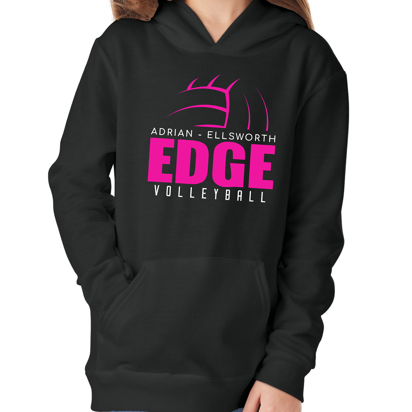 A-E Edge Volleyball YOUTH BLACK Hooded Sweatshirt