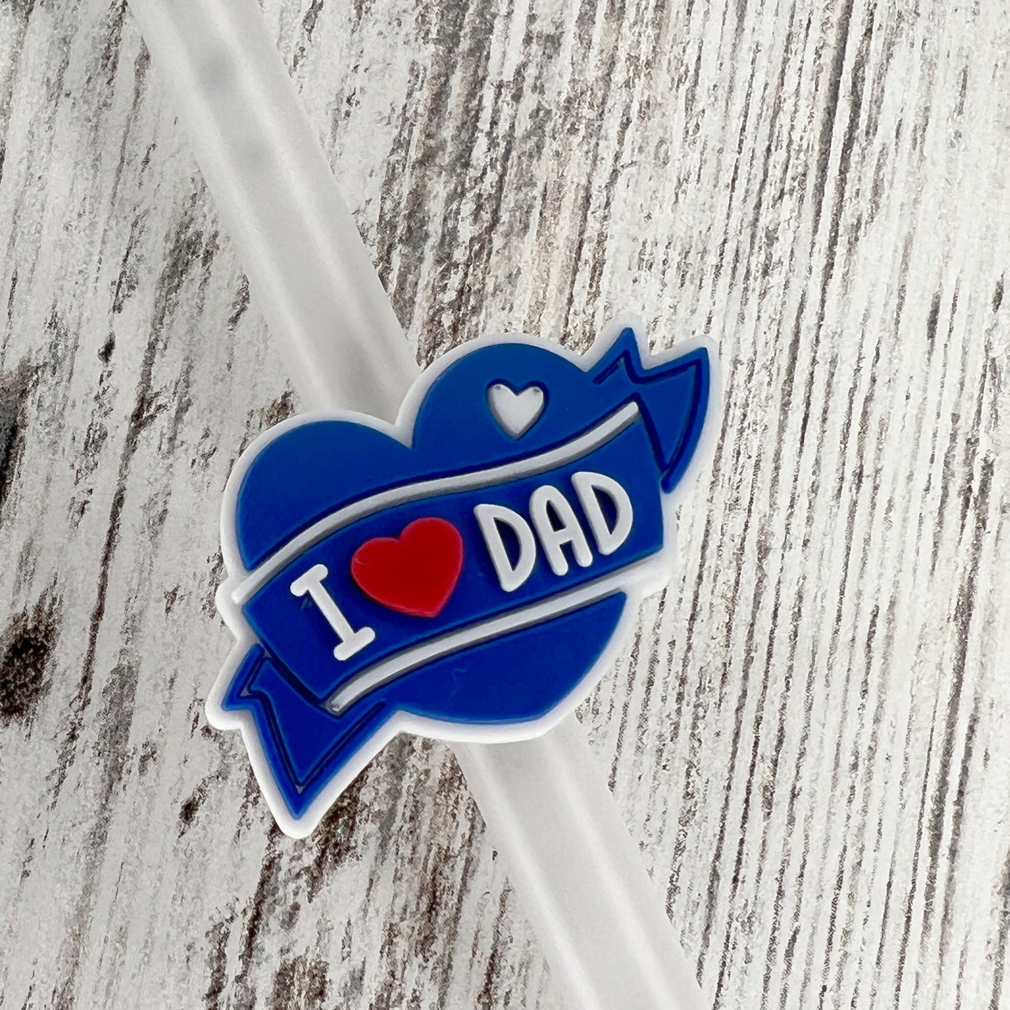 I Love Dad Straw Charm