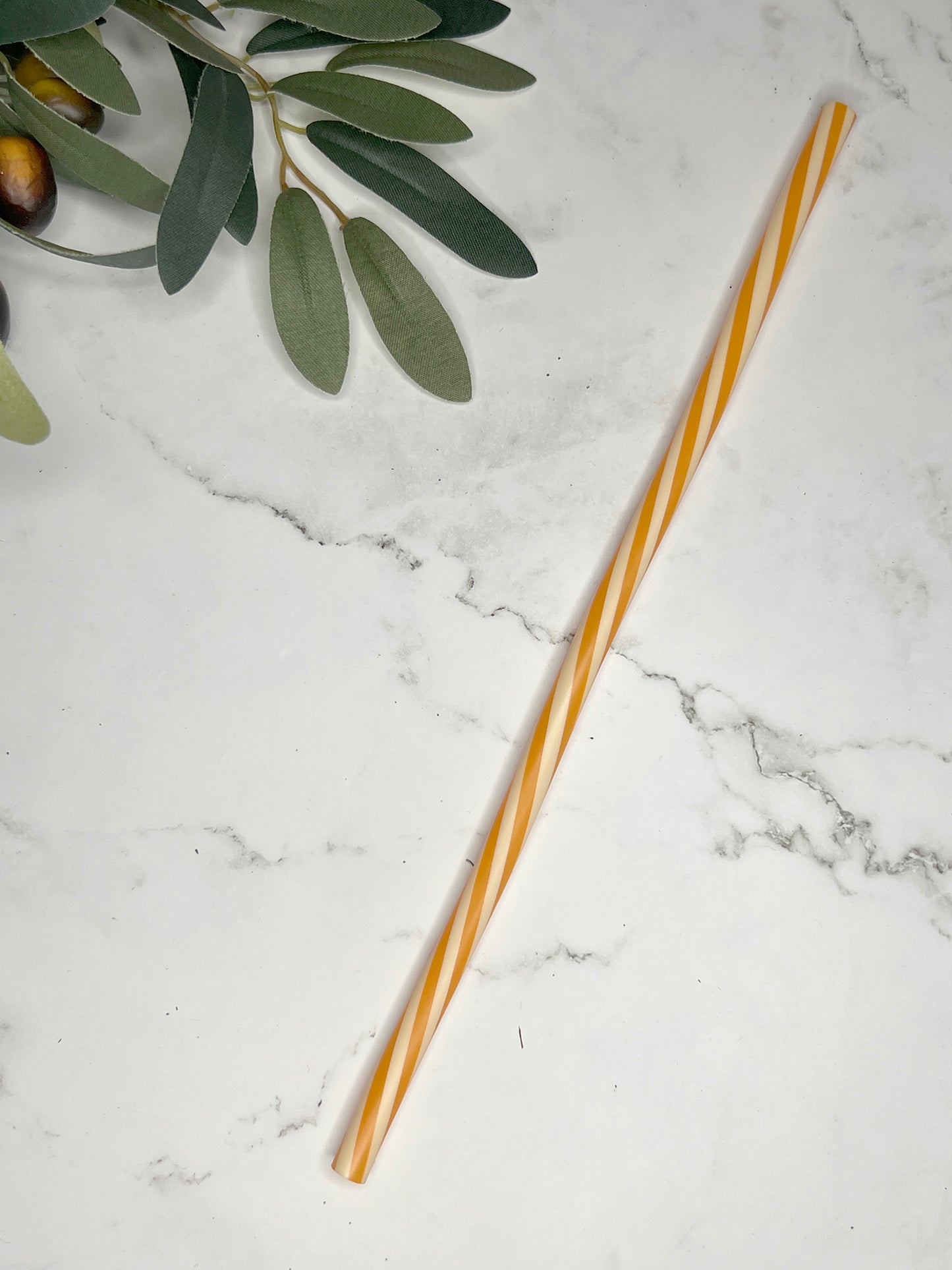 Orange & White Swirl Straw