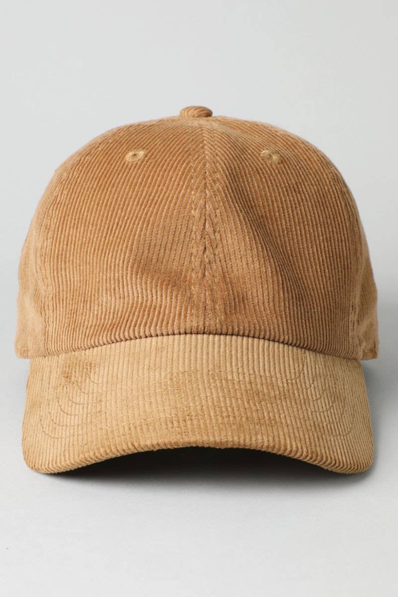 Tan Corduroy Adjustable Baseball Hat