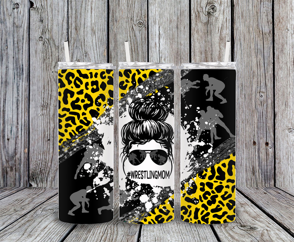 Black & Yellow Wrestling Mom 20oz Skinny Tumbler