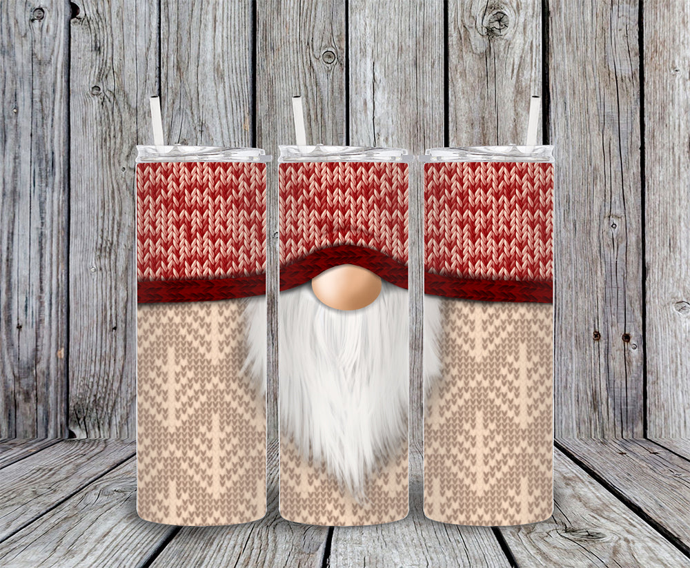 Gnome Burgundy Sweater Christmas Tumbler