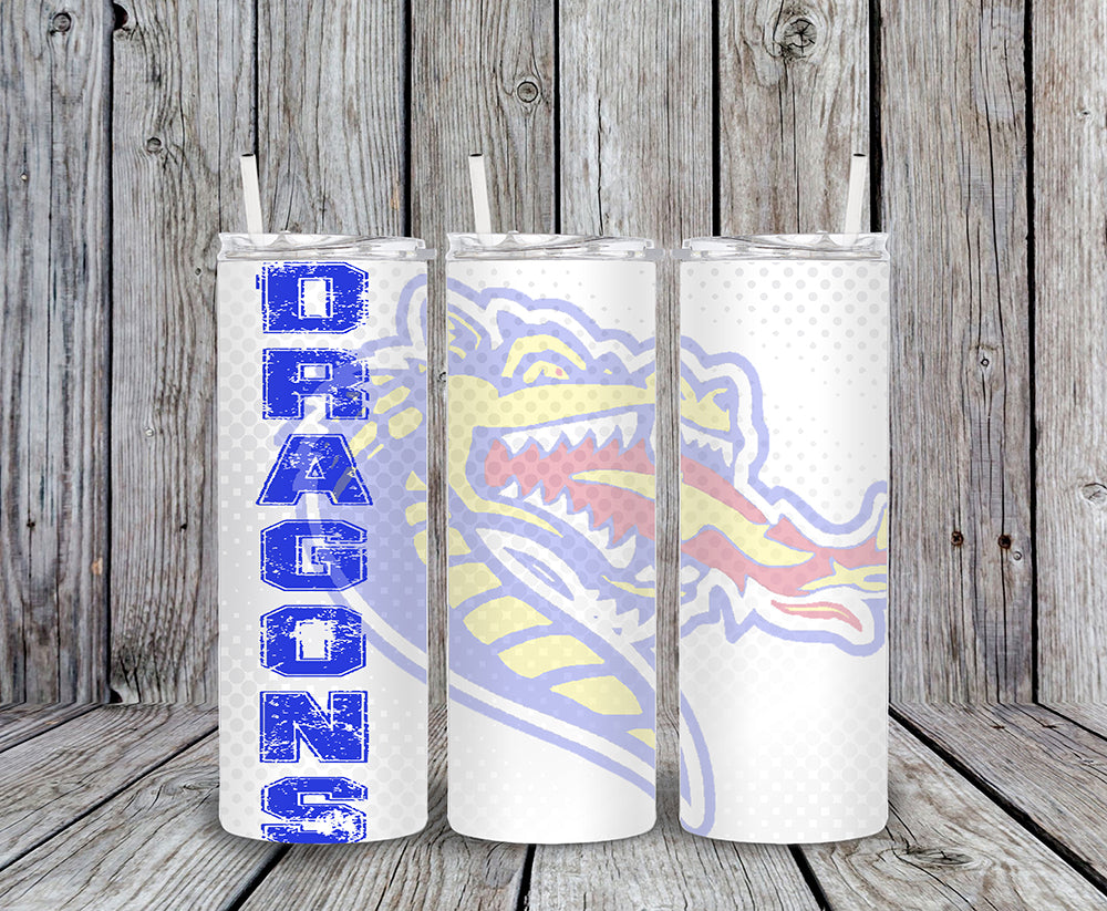 Adrian Dragons White Dotted 20oz Skinny Tumbler