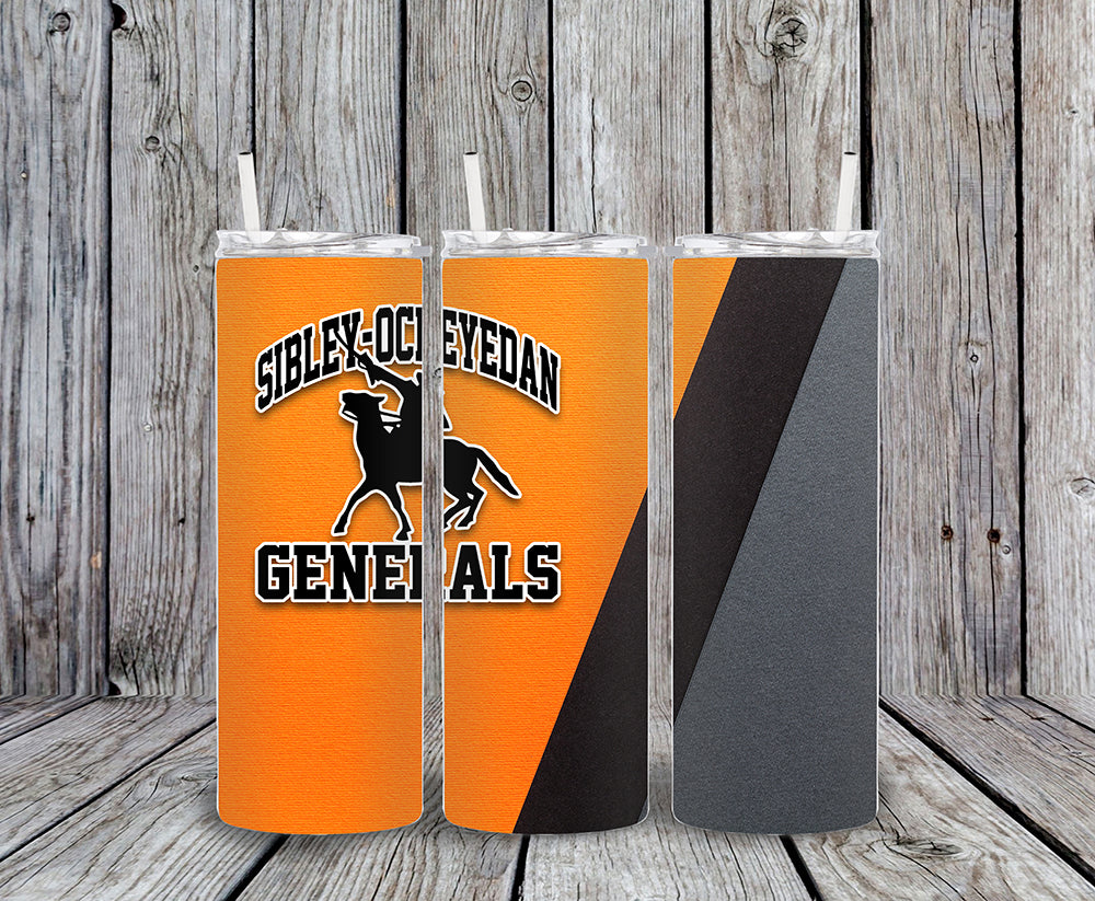 Sibley-Ocheyedan Generals Orange & Black 20oz Tumbler