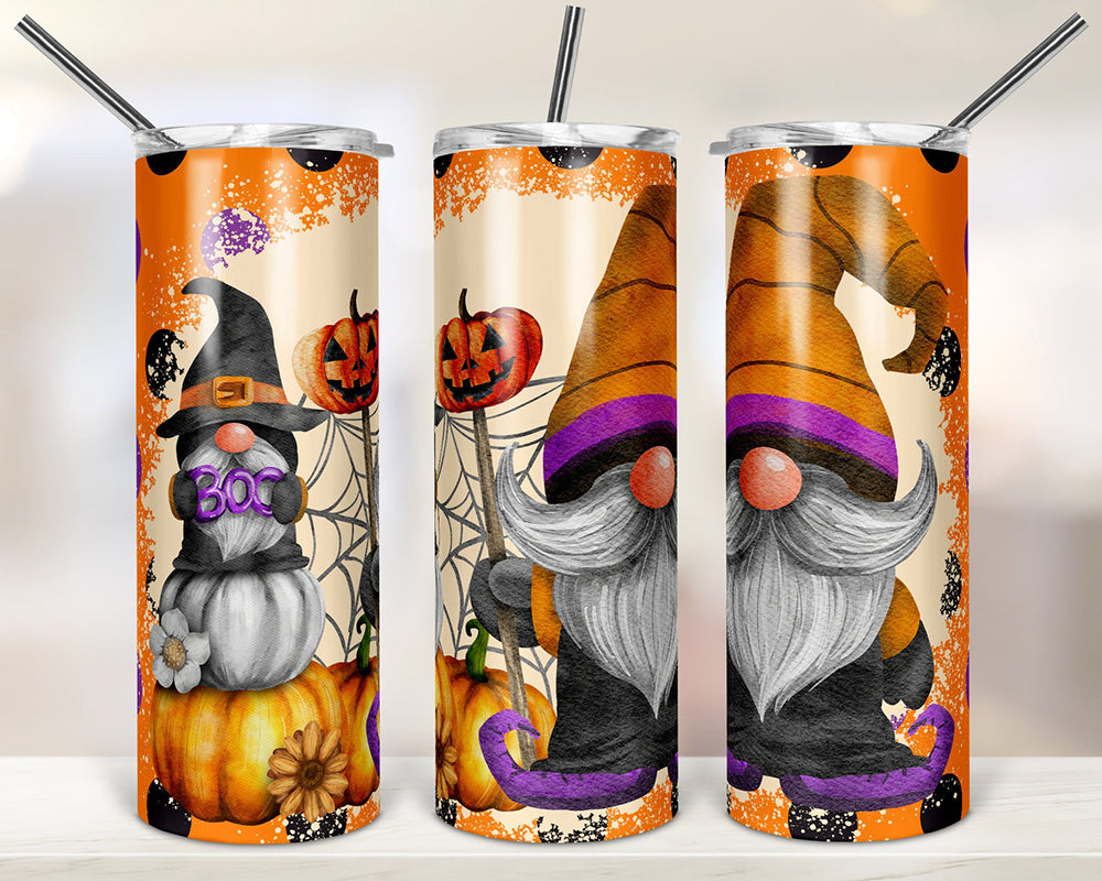 Gnome Halloween Orange 20oz Skinny Tumbler
