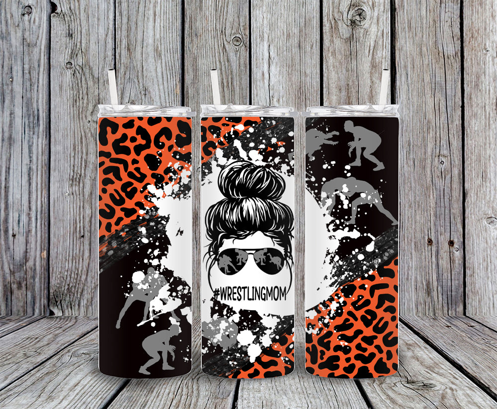 Wrestling Mom Orange & Black 20oz Skinny Tumbler