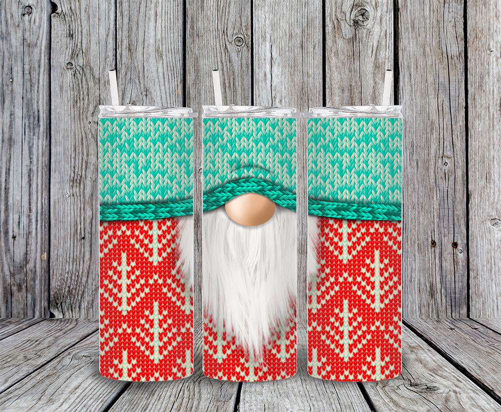 Gnome Red & Aqua Sweater Christmas Tumbler