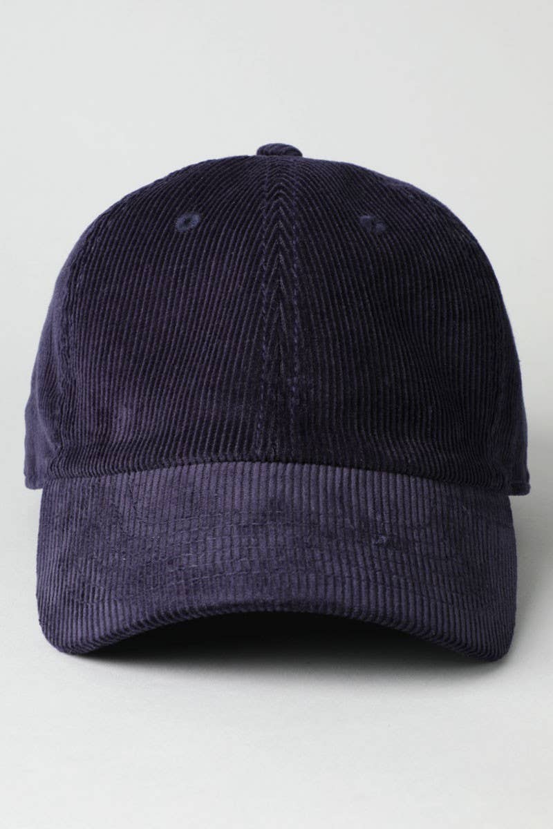 Navy Corduroy Adjustable Baseball Hat
