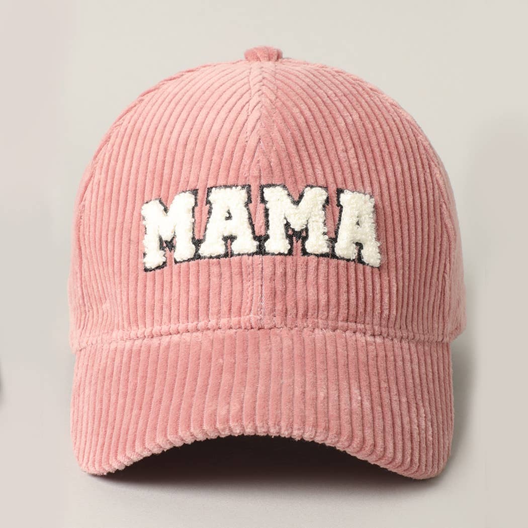 Mauve MAMA Corduroy Baseball Cap