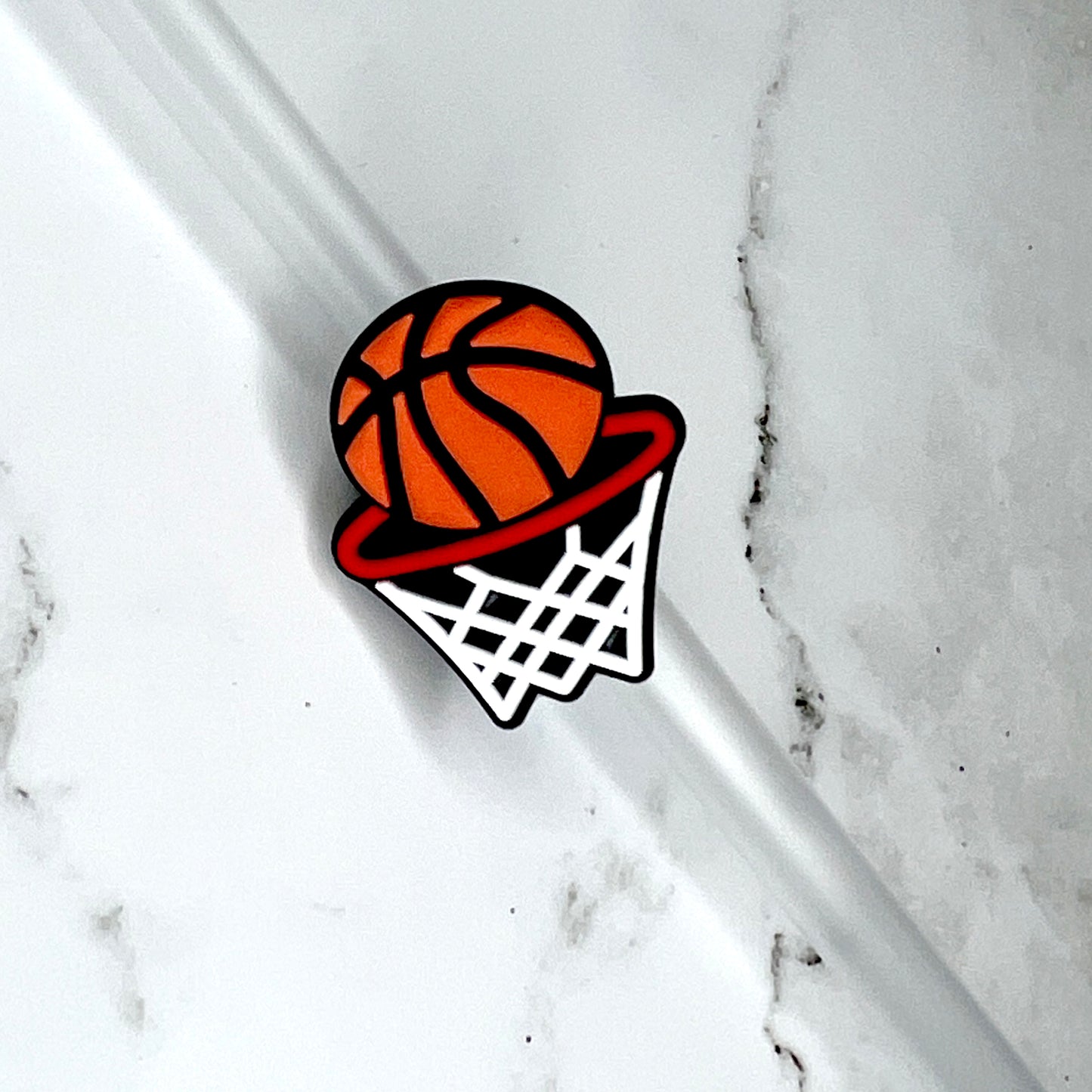 Basketball Hoop Straw Charm