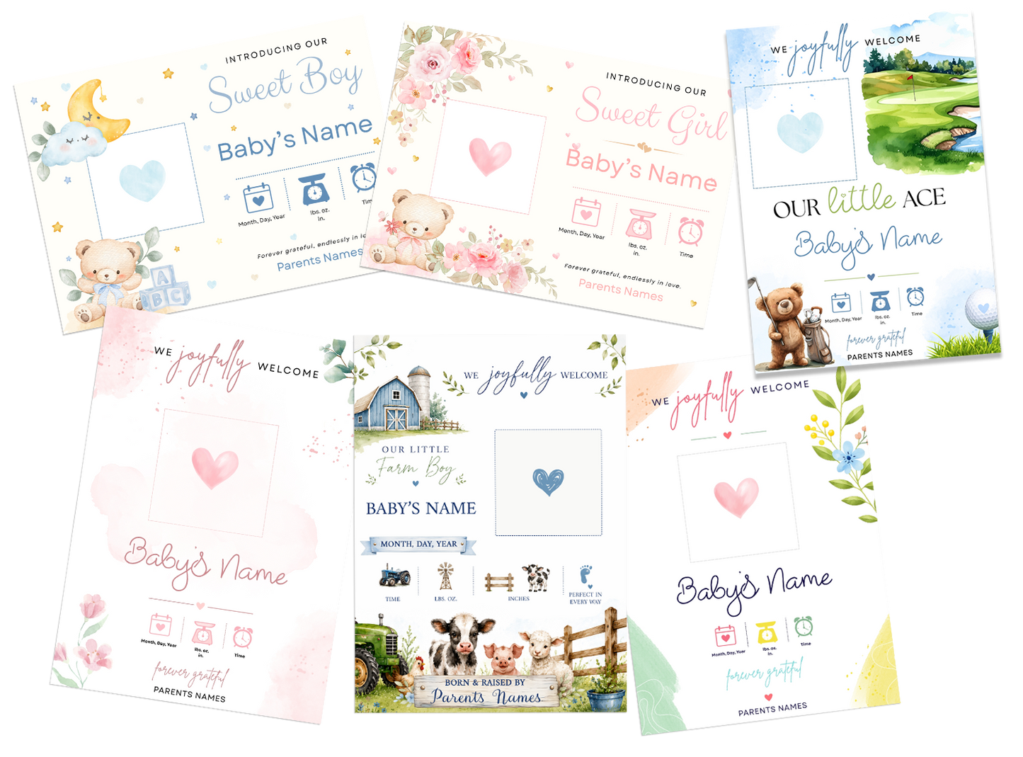 Birth Announcement Magnet Card
