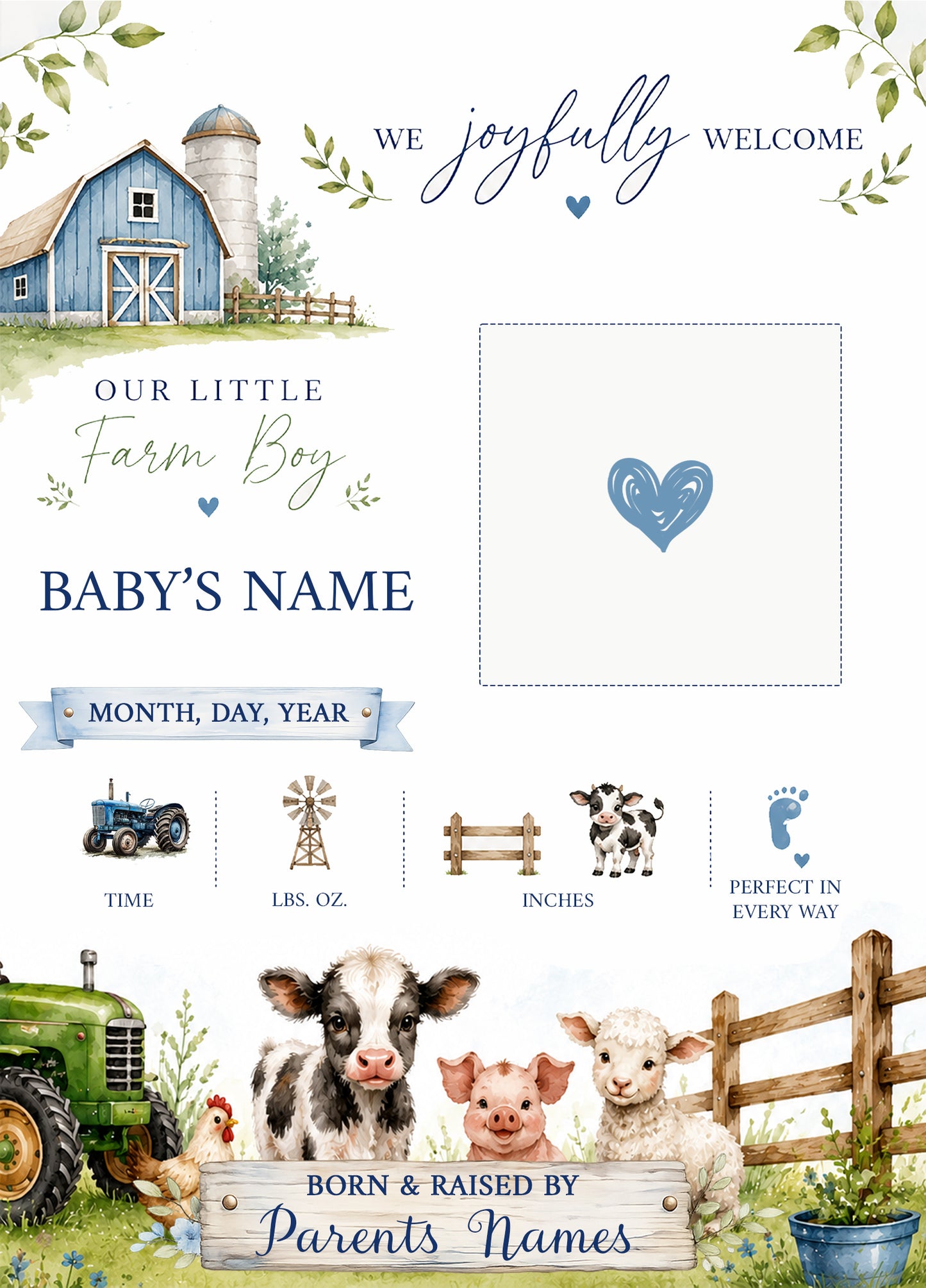 Birth Announcement Magnet Card