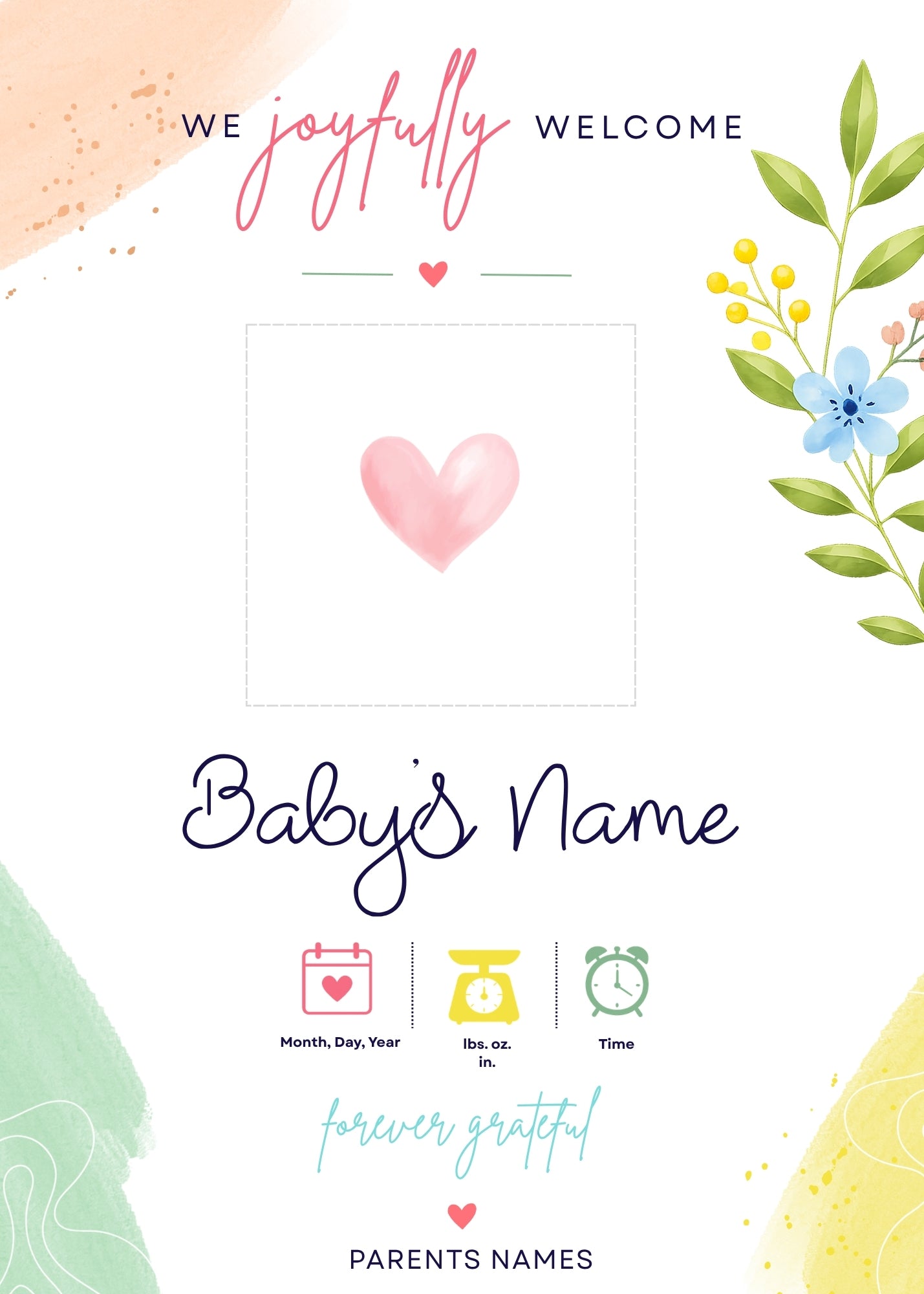 Birth Announcement Magnet Card