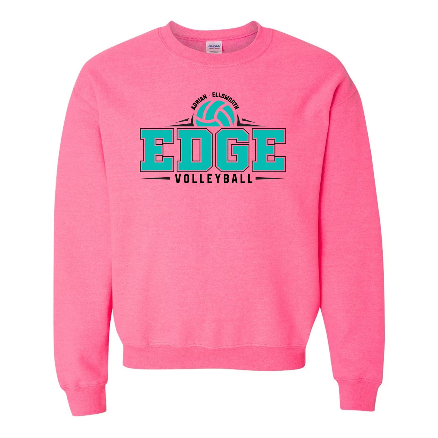 Edge Volleyball ADULT SAFETY PINK Crewneck Sweatshirt