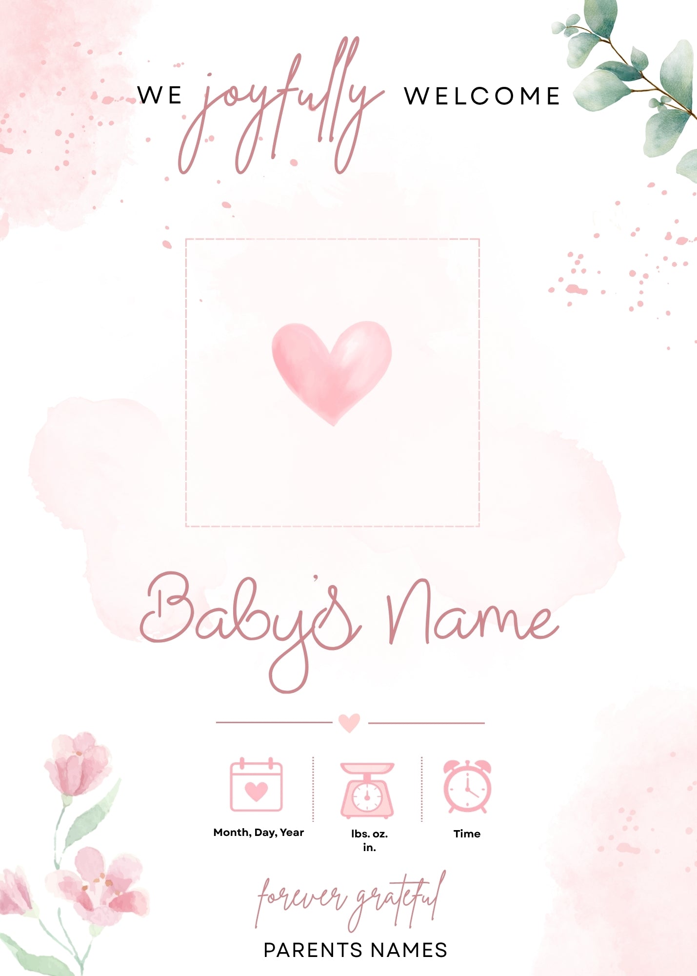Birth Announcement Magnet Card