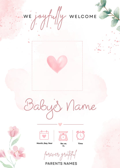 Birth Announcement Magnet Card