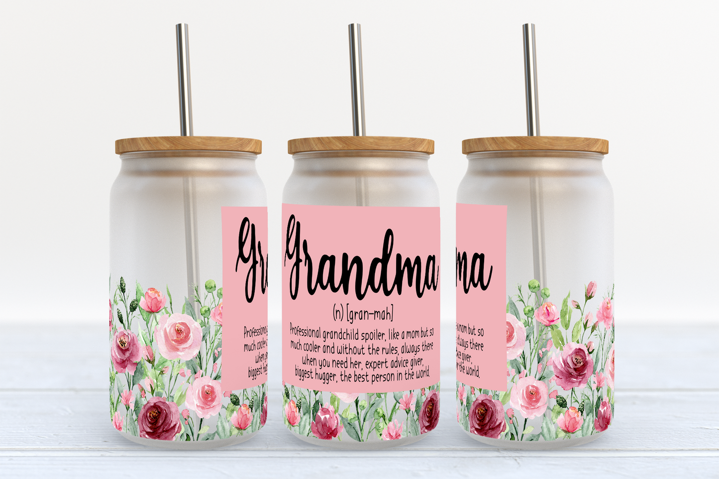 Grandma Definition 16oz Frosted Glass Can