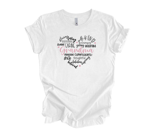 Grandma Word Art Heart T-Shirt