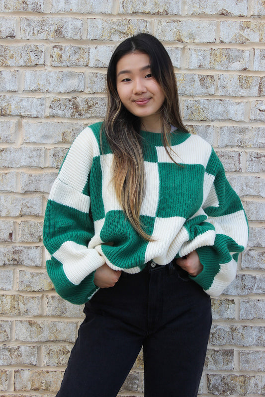 Oversized Checkered Sweater
