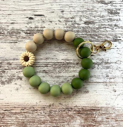 Tan Flower Keychain