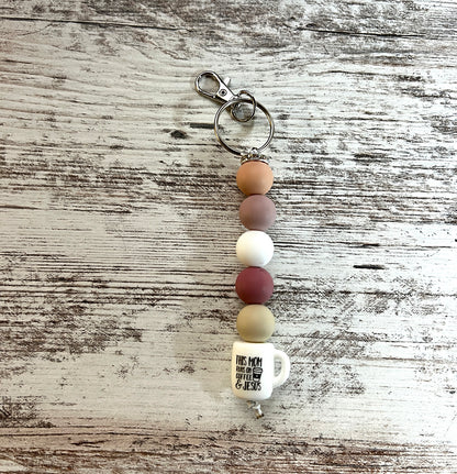 Mom Runs on Coffee & Jesus Keychains