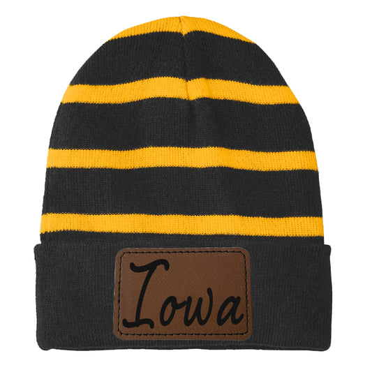 Iowa Black & Yellow Striped Stocking Cap