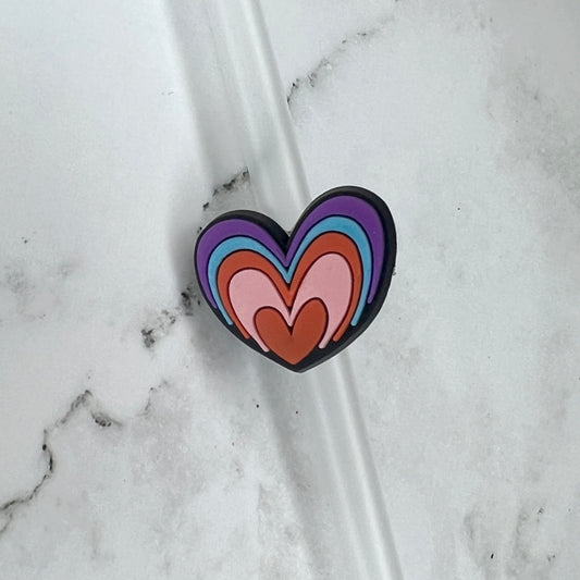 Colorful Heart Straw Charm