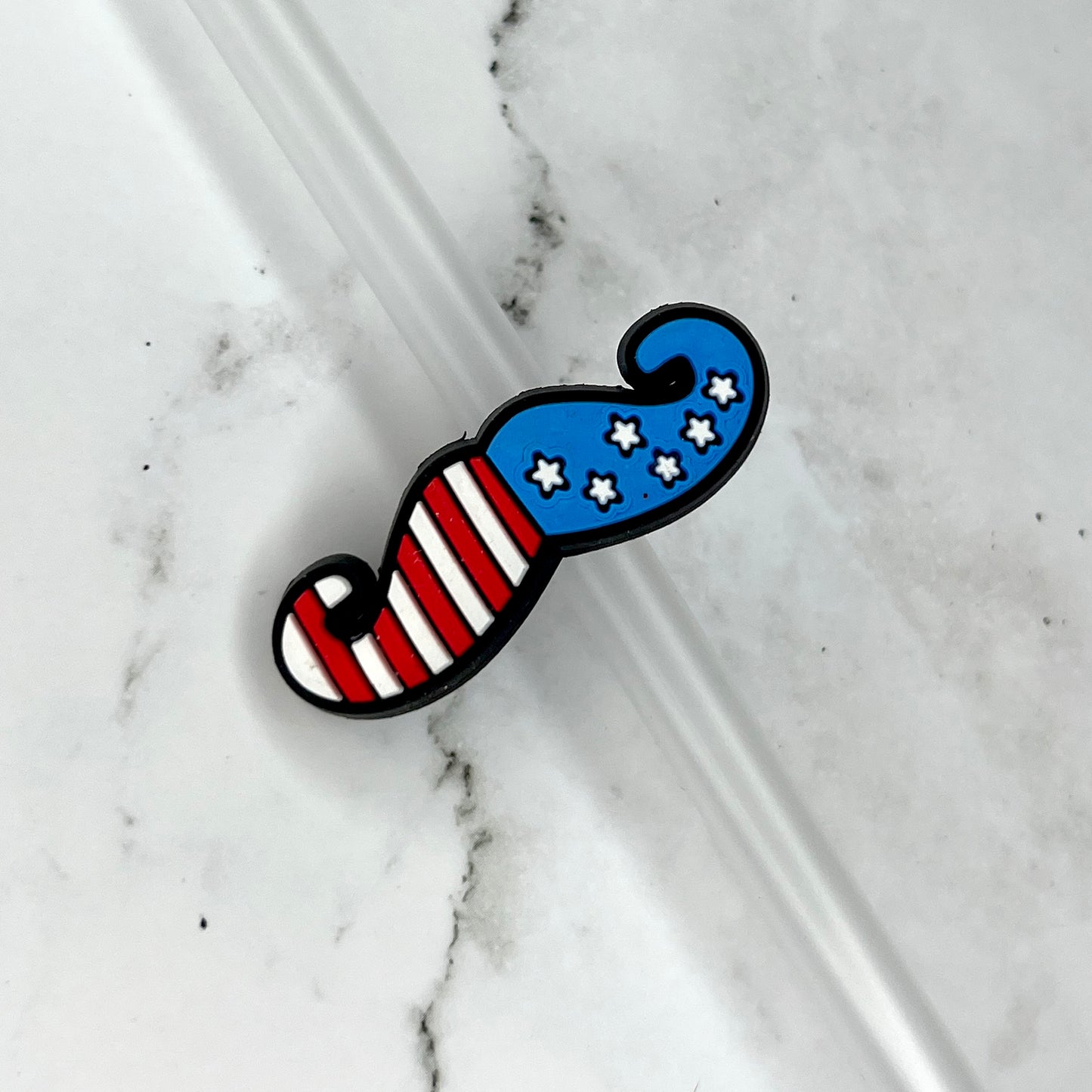 Patriotic Mustache Straw Charm