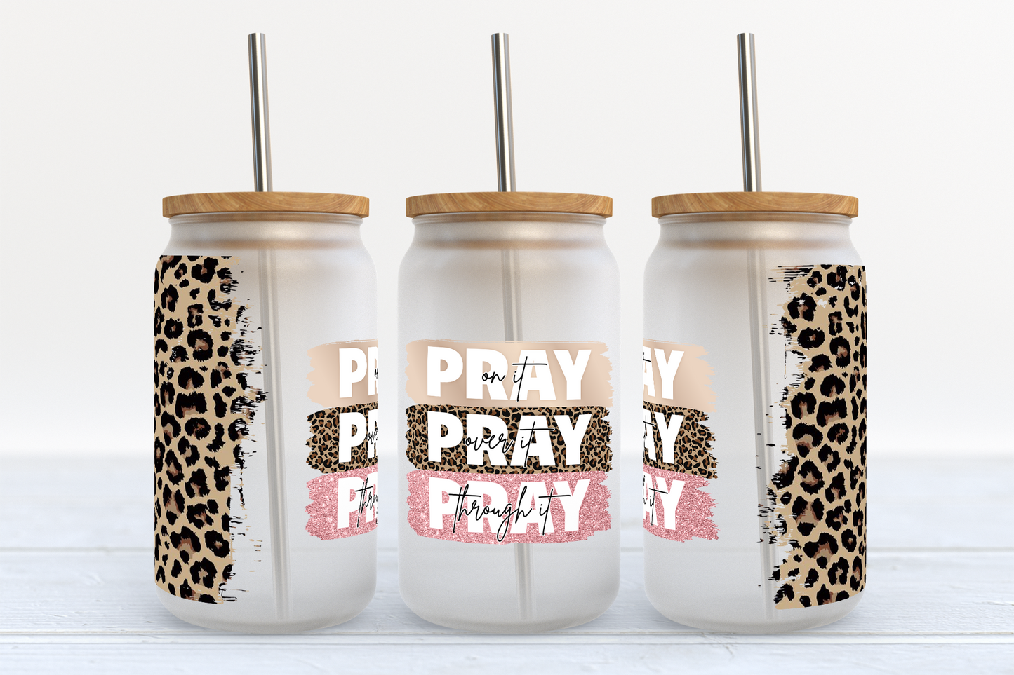 Pray On It 16oz Frosted Glass Can