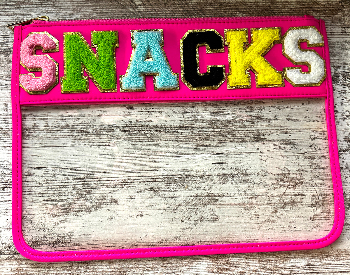 Snacks Vinyl Zip Pouch - Hot Pink
