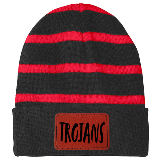 Trojans Red & Black Striped Stocking Cap