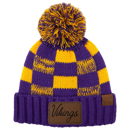Vikings Purple & Yellow Buffalo Plaid Stocking Cap